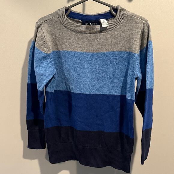 The Children's Place XS (4) Crewneck Blue/Gray Colorblock Pullover Sweater NWOT - Picture 2 of 8